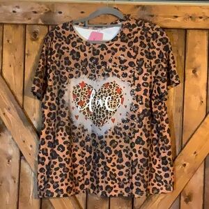 Leopard Print Shirt with Heart Design